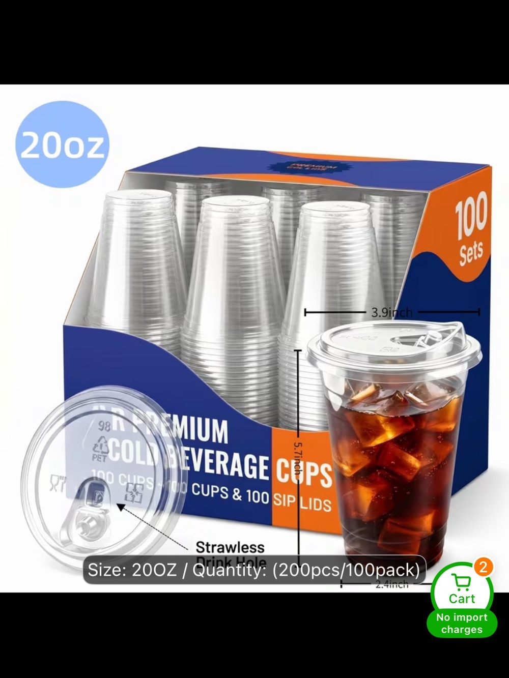 Premium Clear 20oz Disposable Cold Beverage Cups with Lids - 99 Sets